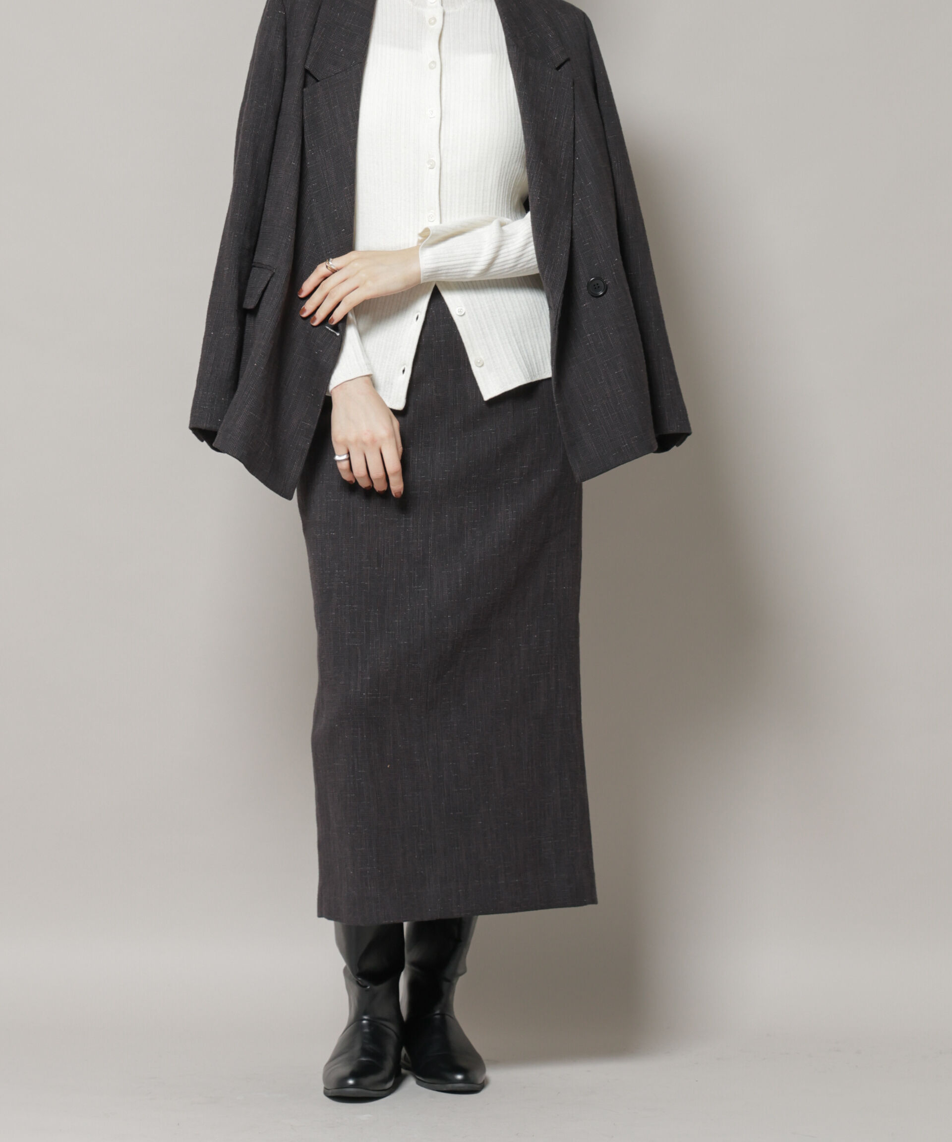 nano･universe「ツイードタイトスカート(セットアップ可)」|スカート|チャコール3