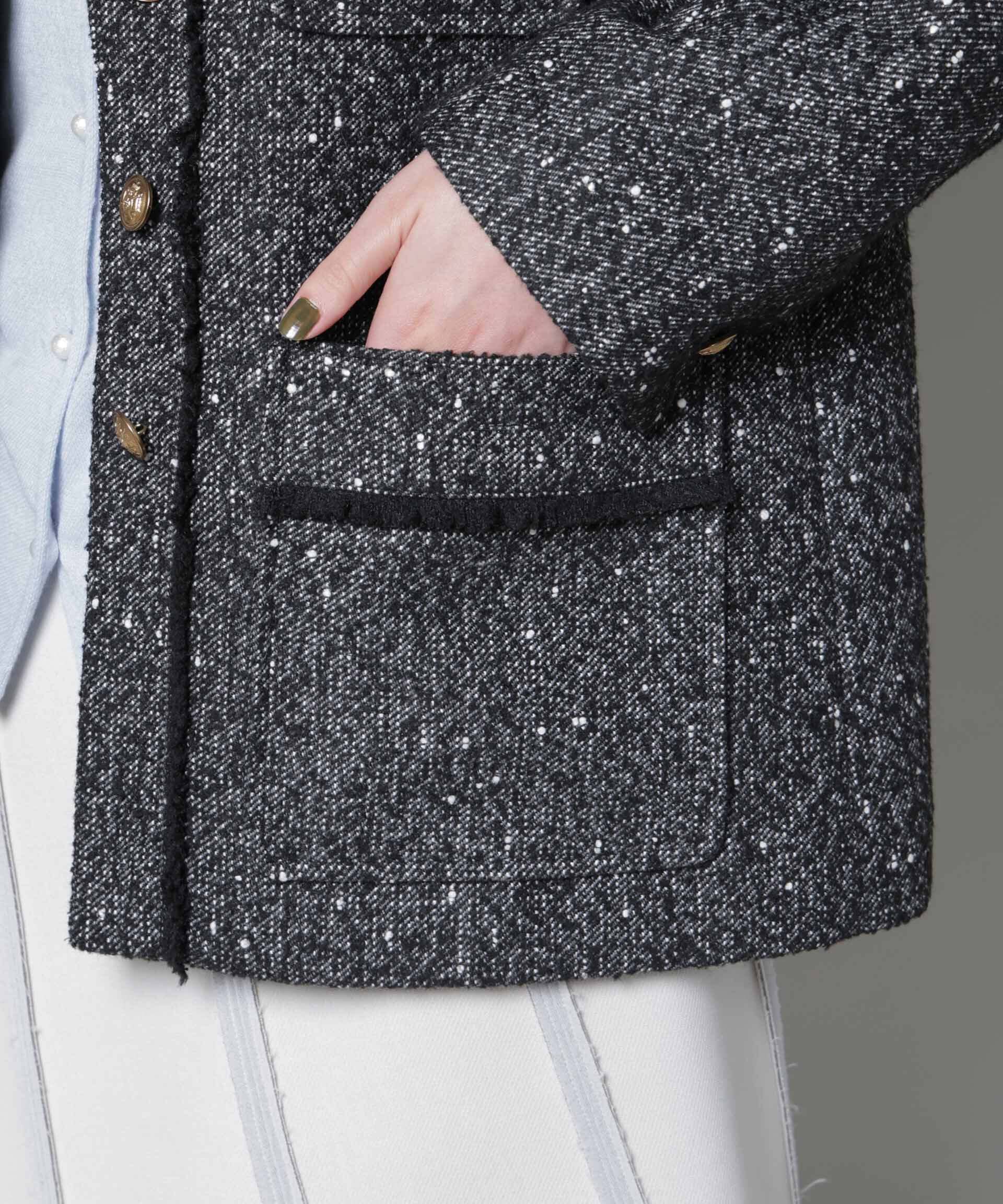 nano･universe「ネップツイードノーカラージャケット」|テーラードジャケット|