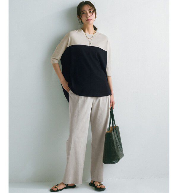 23区「【洗える】リネンレーヨンストレッチ ドロスト ワイド パンツ」|その他|