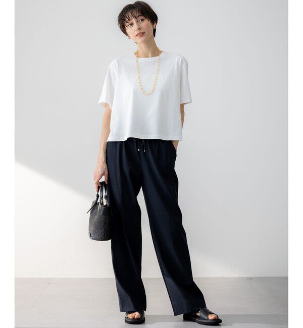 23区「【洗える】リネンレーヨンストレッチ ドロスト ワイド パンツ」|その他|