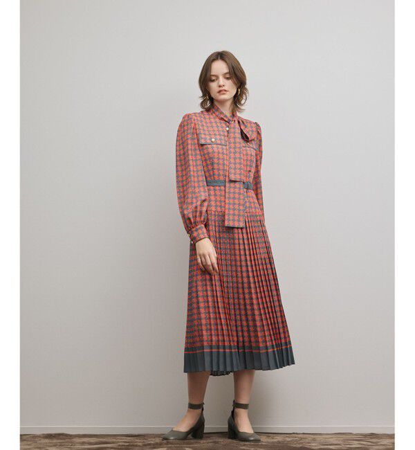 Diagram「バイカラーチェックプリントワンピース」|ワンピース|レッド