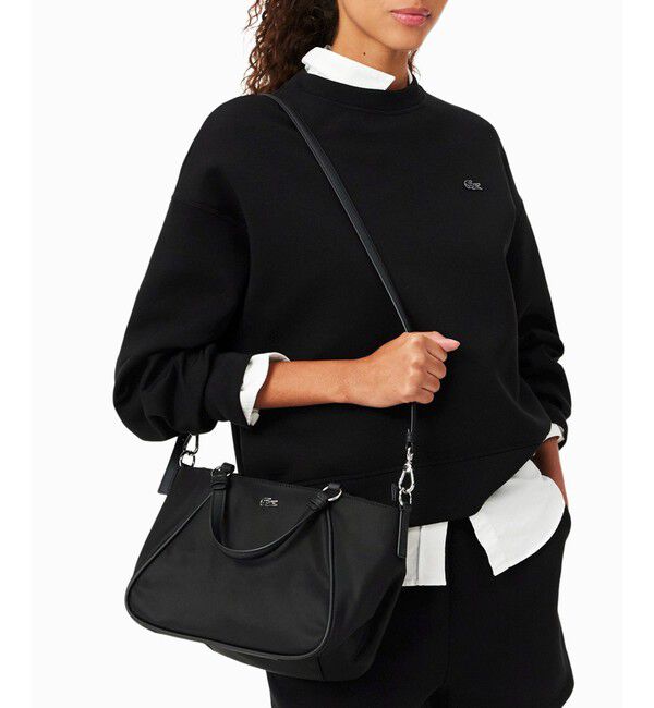 LACOSTE「デイ イン L トップハンドルバッグ」|ハンドバッグ|ブラック