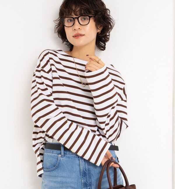 Rie Miller「BIGマリンボーダーボートネックプルオーバーカットソー」|Tシャツ・カットソー|