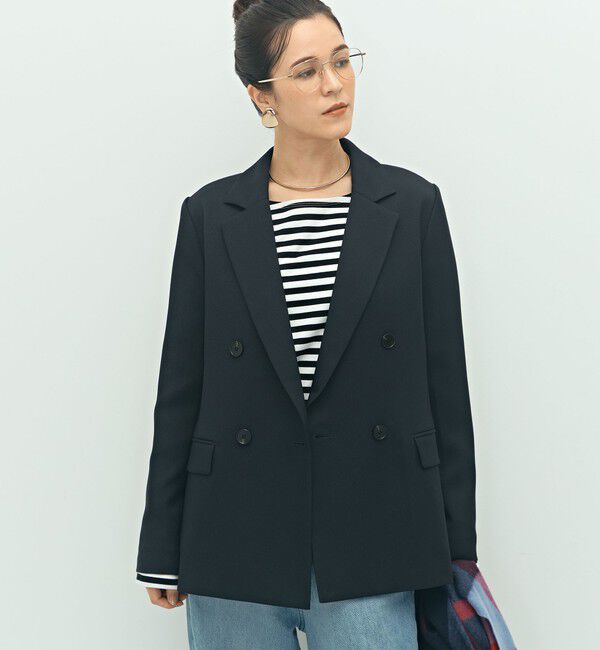 NOLLEY'S「《セットアップ対応》ウォッシャブルウール調ストレッチダブルジャケット」|テーラードジャケット|