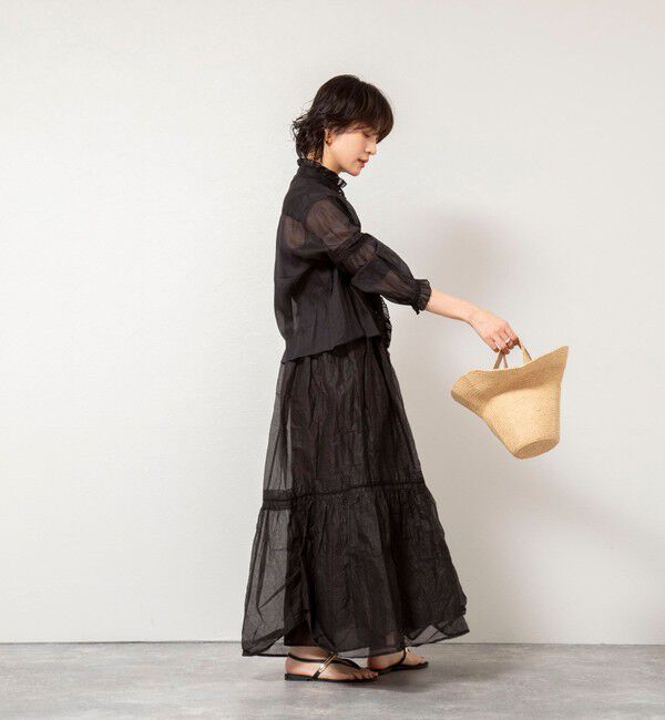 NOLLEY'S sophi「【MARILYN MOON】sheer starched cotton lace tieredスカート」|フレア|