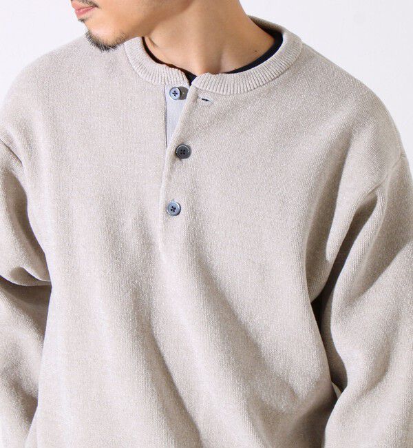 GLOSTER「【昨年人気アイテム再登場！チクチクしないニット】モールバックボーダー ヘンリーネックニット」|ニット・セーター|