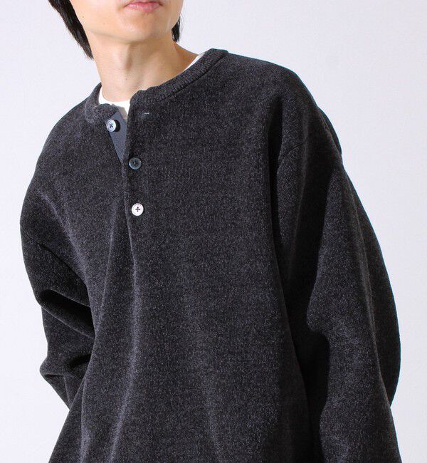 GLOSTER「【昨年人気アイテム再登場！チクチクしないニット】モールバックボーダー ヘンリーネックニット」|ニット・セーター|