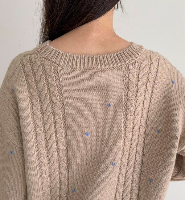 fredy emue「ハート刺繍柄編みニットプルオーバー」|ニット・セーター|