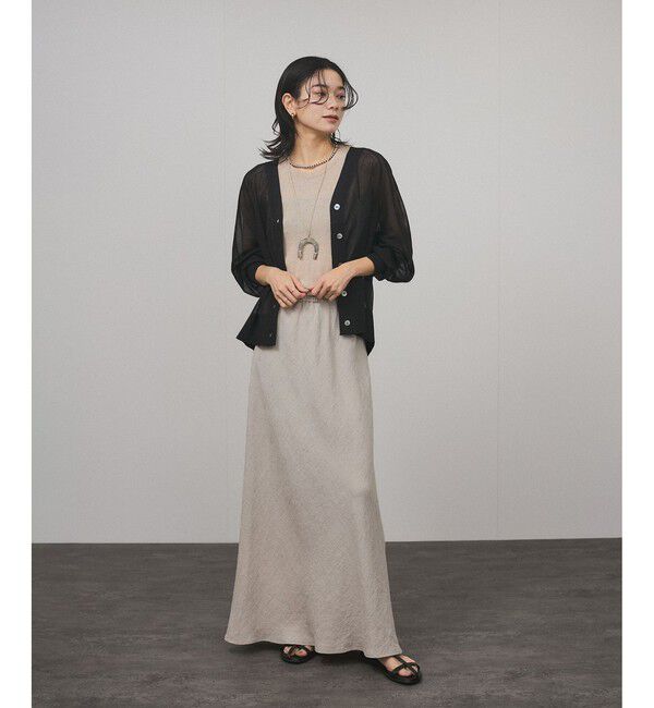 SALON adam et rope'「ブライトラメVネックシアーカーディガン / 新色追加」|カーディガン|