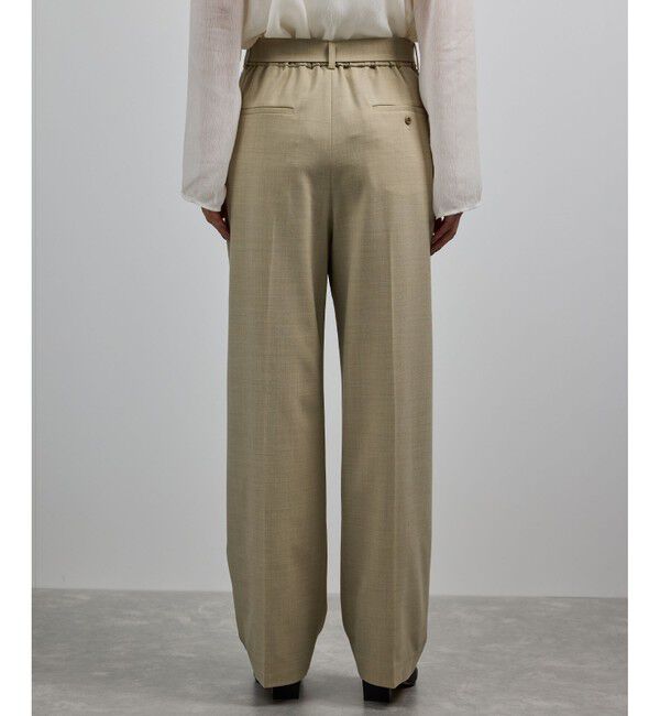 ROPE「【洗える】ウール混ツイル ベルト付きツータックワイドパンツ/セットアップ対応【WEB・一部店舗限定】」|チノ|