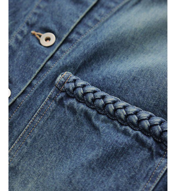 ROPE「ノーカラーデニムジャケット(岡山デニム)/セットアップ対応・イージーケア」|デニムジャケット|