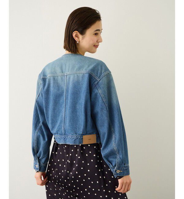 ROPE「ノーカラーデニムジャケット(岡山デニム)/セットアップ対応・イージーケア」|デニムジャケット|