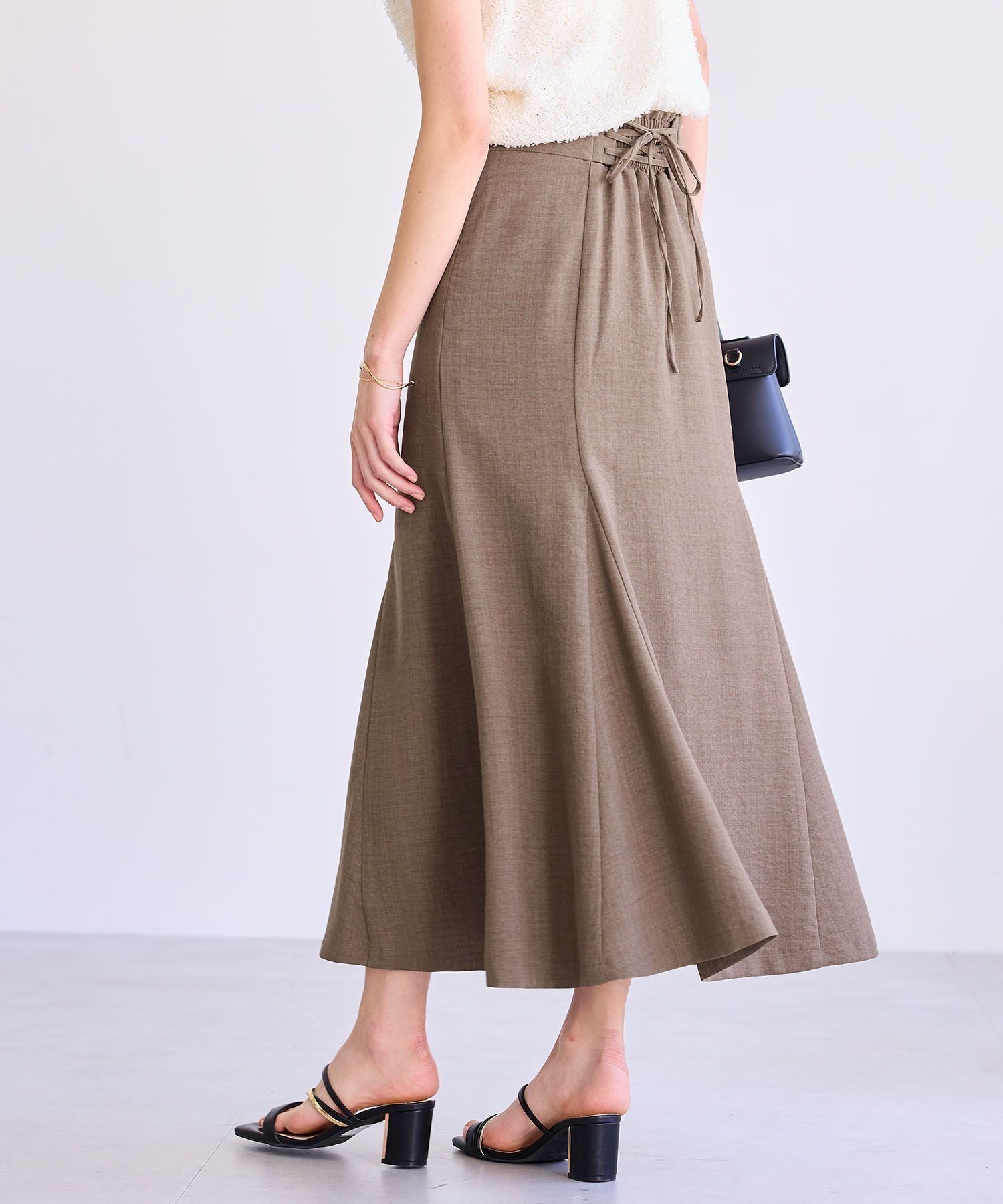 VIS「【美easy】リネンライクマーメイドスカート【洗える】【セットアップ対応】」|スカート|カーキサブ