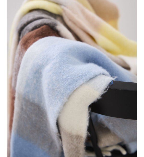 VIS「ふわふわフリンジチェックマフラー/静電気防止」|マフラー|