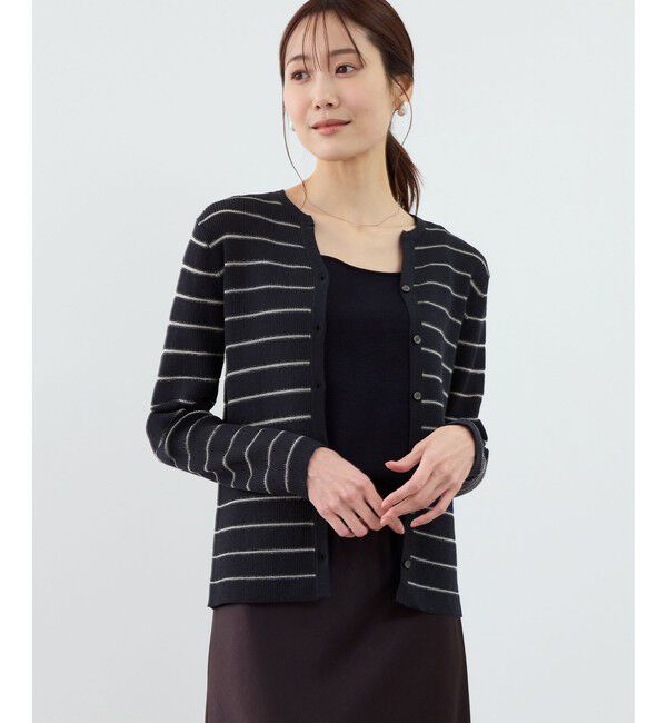 Rope&rsquo;Picnic「シアーボーダーニットカーディガン」|カーディガン|
