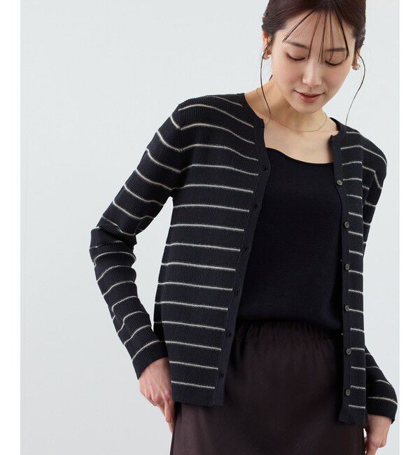 Rope&rsquo;Picnic「シアーボーダーニットカーディガン」|カーディガン|
