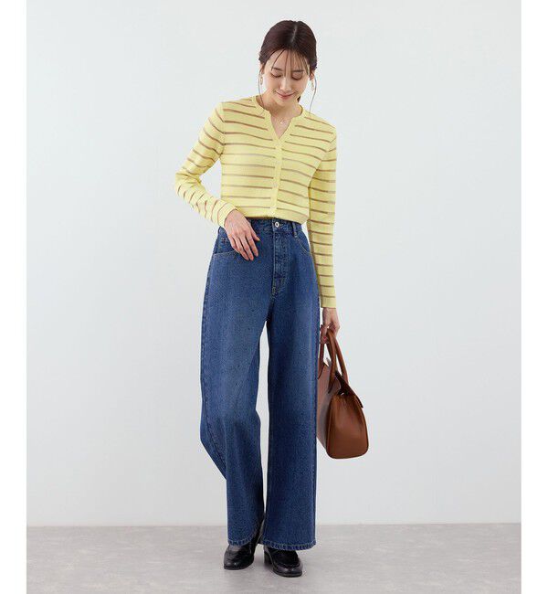 Rope&rsquo;Picnic「シアーボーダーニットカーディガン」|カーディガン|