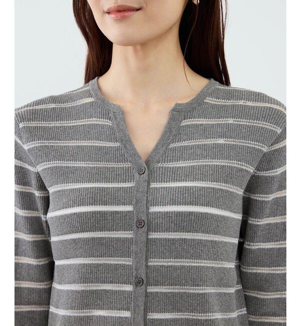 Rope&rsquo;Picnic「シアーボーダーニットカーディガン」|カーディガン|