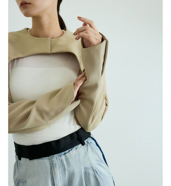 ADAM ET ROPE'「【新色追加】ジャケットボレロ」|ノーカラージャケット|