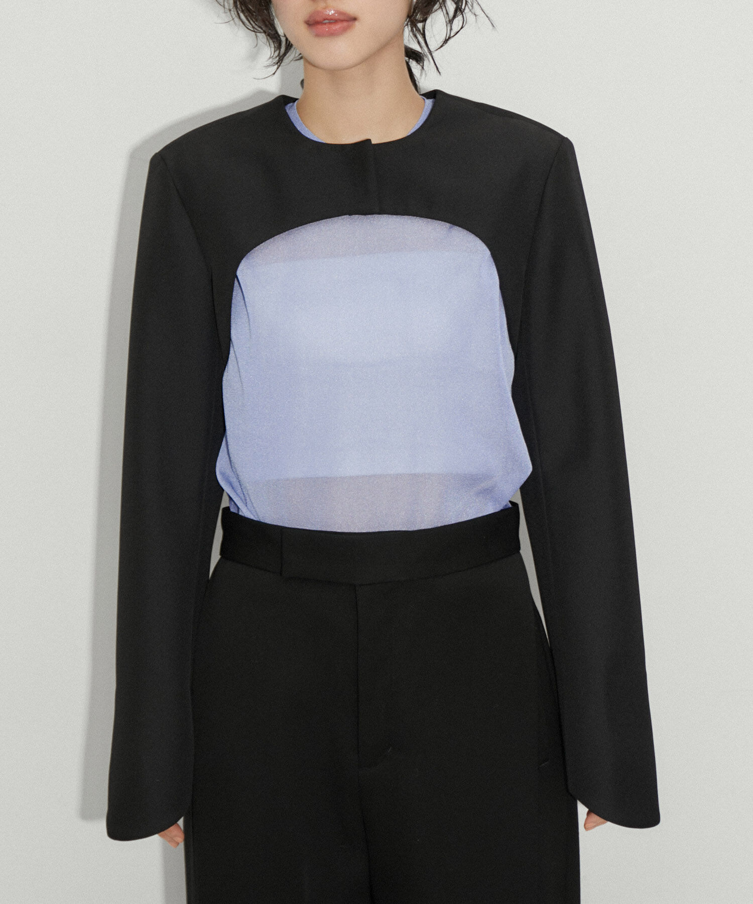 ADAM ET ROPE'「【新色追加】ジャケットボレロ」|ノーカラージャケット|