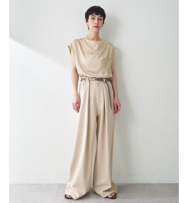  「サテンワッシャーノースリーブブラウス」|シャツ・ブラウス|