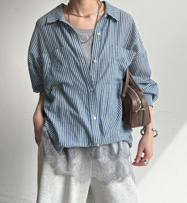  「袖リブシアーデニムシャツ」|シャツ・ブラウス|