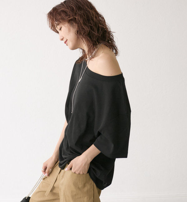  「【MONN.:.(モン)】オープンネックTee」|Tシャツ・カットソー|