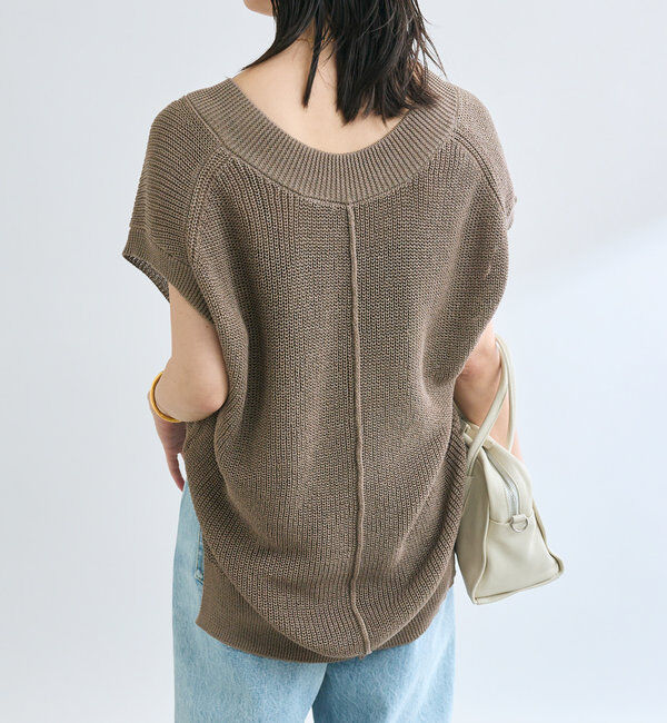  「【ウォッシャブル】ギマコットンニットベスト」|ニット・セーター|