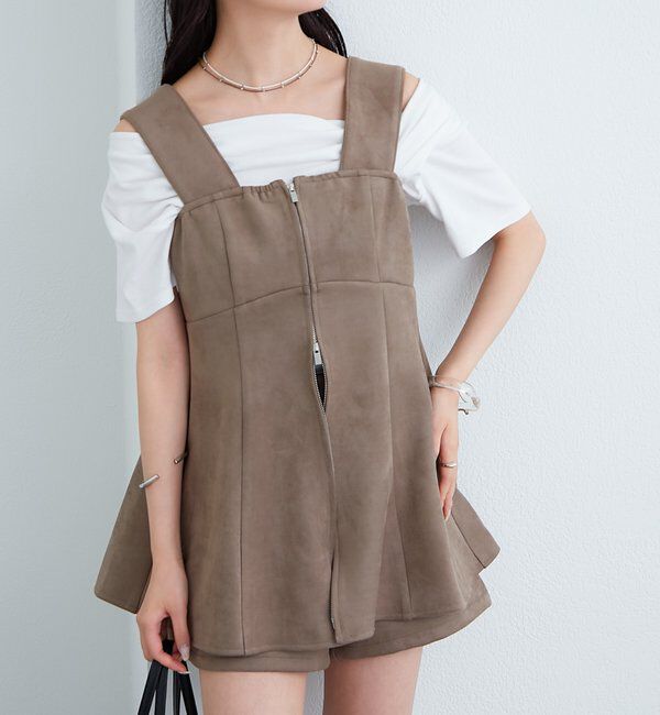  「フェイクスウェードペプラムビスチェ」|シャツ・ブラウス|ブラウン