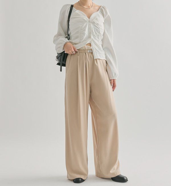  「【オールシーズン対応/WEB限定アイボリー】フリルイージーパンツ」|チノ|