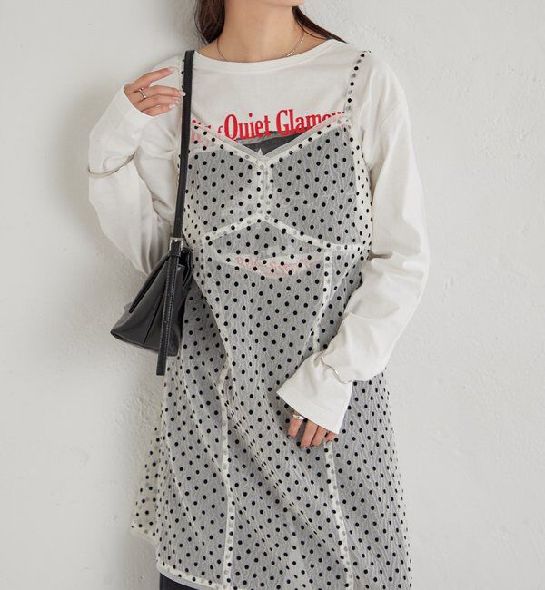  「ドットチュールキャミチュニック」|キャミソール|オフホワイト