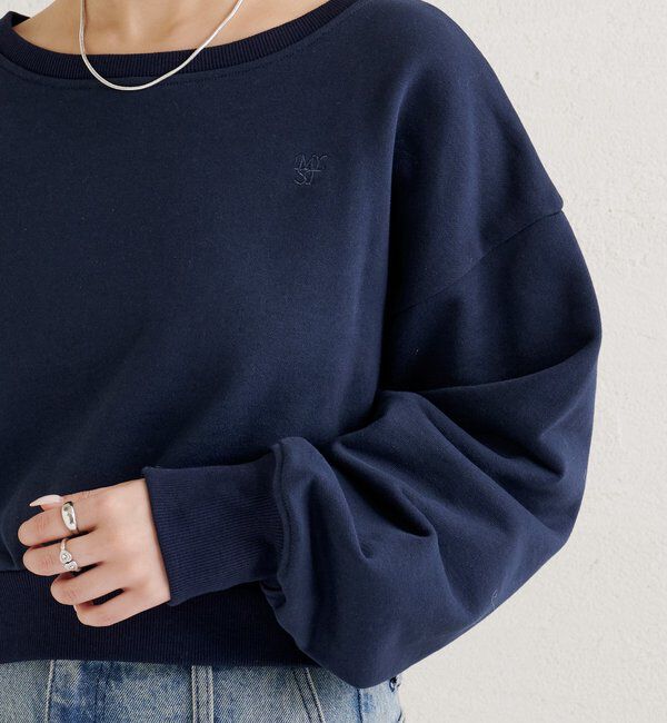  「ポイント刺繍ショートスウェット」|Tシャツ・カットソー|