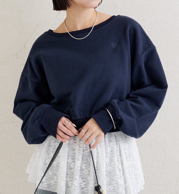  「ポイント刺繍ショートスウェット」|Tシャツ・カットソー|