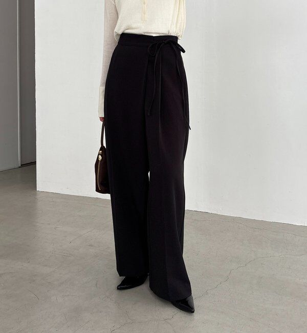  「【待望の追加決定！/新色ブラウン】ラップリボンパンツ」|チノ|ブラック
