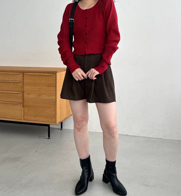  「【新色/オフホワイト】【前後2WAY】カーブスリーブリブニット」|カーディガン|