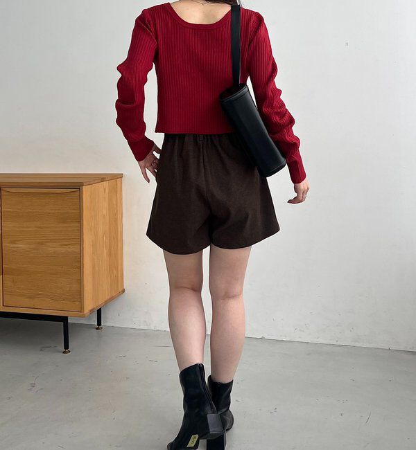  「【新色/オフホワイト】【前後2WAY】カーブスリーブリブニット」|カーディガン|