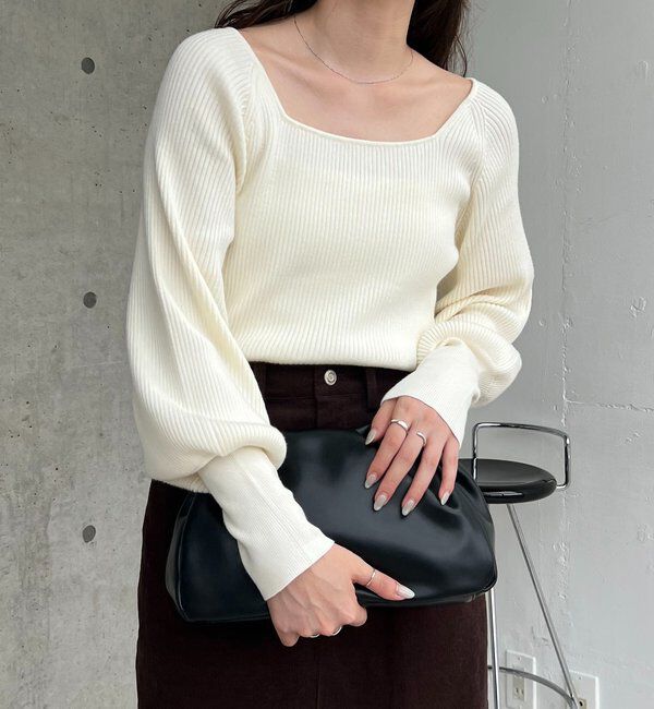  「スクエアパフニット」|ニット・セーター|オフホワイト