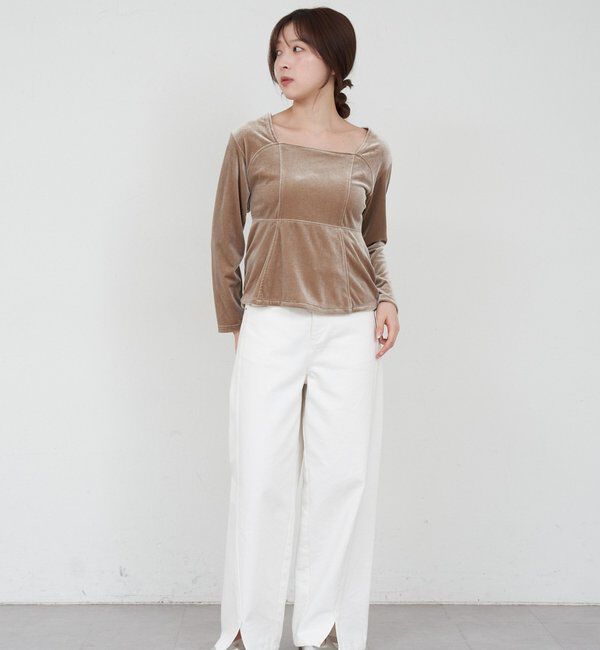  「ベロアペプラムプルオーバー」|Tシャツ・カットソー|