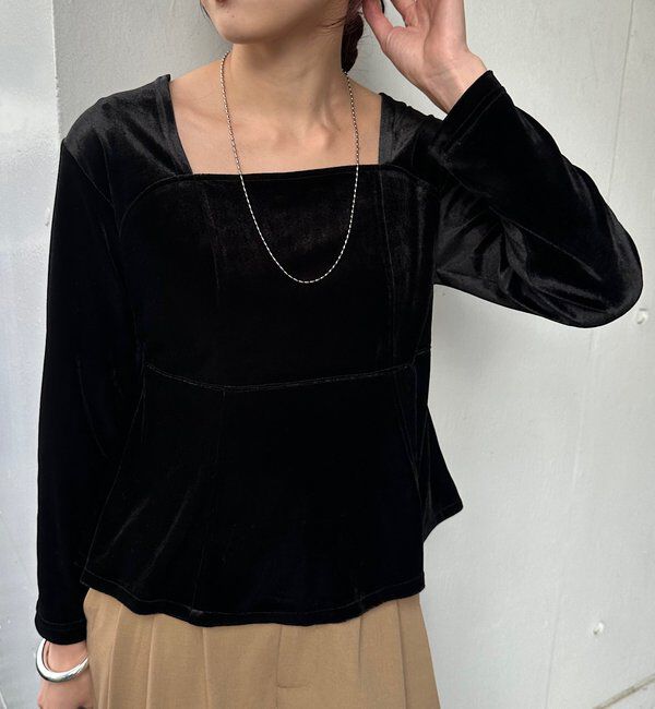  「ベロアペプラムプルオーバー」|Tシャツ・カットソー|