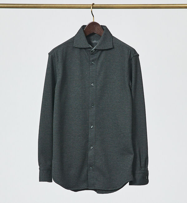 ABAHOUSE「【FLEX SHIRTS】千鳥柄フクレガジャガード ジャージシャツ」|シャツ・ブラウス|