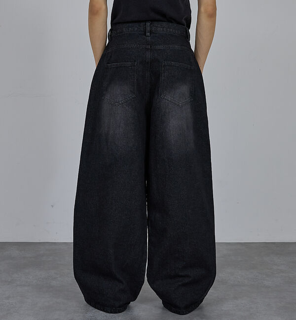 ABAHOUSE「【AH ABAHOUSE】ブラスト ワイドバギー デニムパンツ / セットアップ」|デニム|