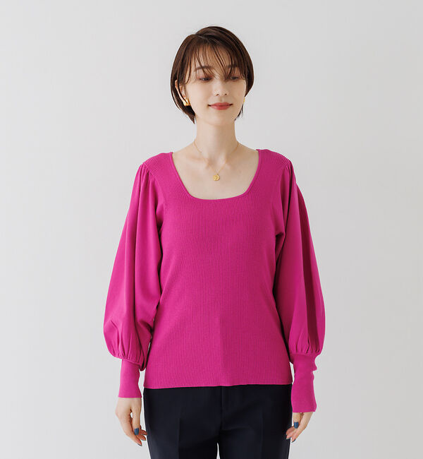 Rouge vif「パフスリーブスクエアネックニット」|ニット・セーター|