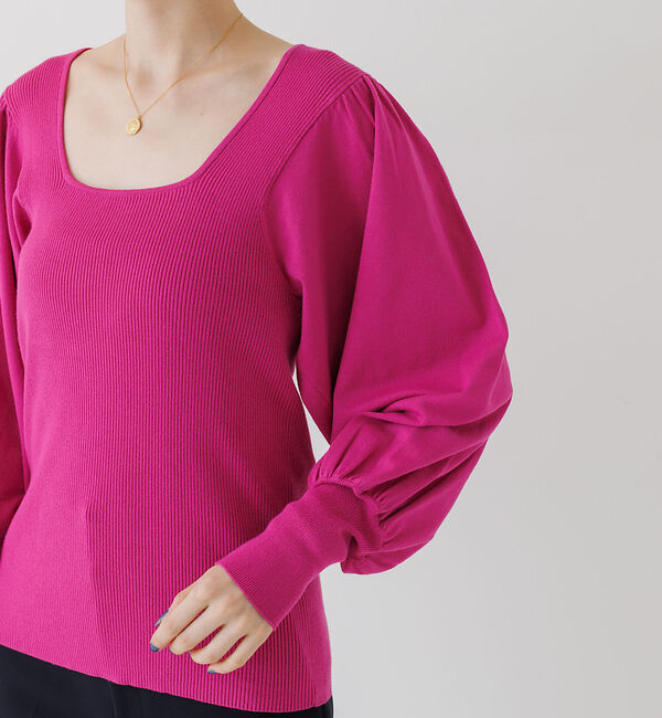 Rouge vif「パフスリーブスクエアネックニット」|ニット・セーター|