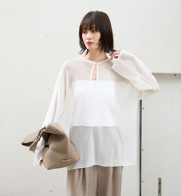 Rouge vif「スキッパー風透かしメッシュニット」|ニット・セーター|