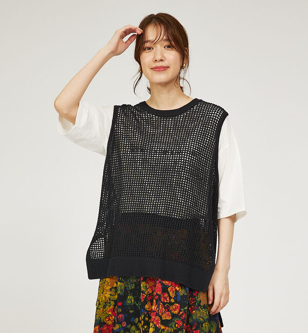 abahouse mavie「メッシュニットノースリプルオーバー」|ニット・セーター|