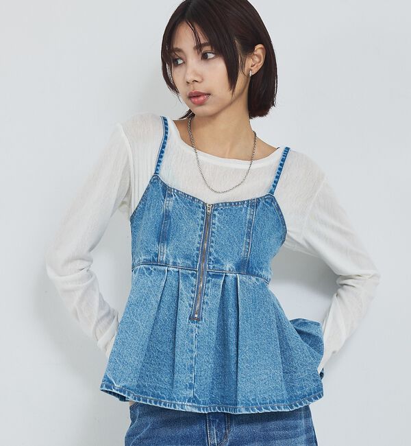 abahouse mavie「ウォッシュドデニムキャミ/レイヤード/バックリボン/春服/夏服」|キャミソール|