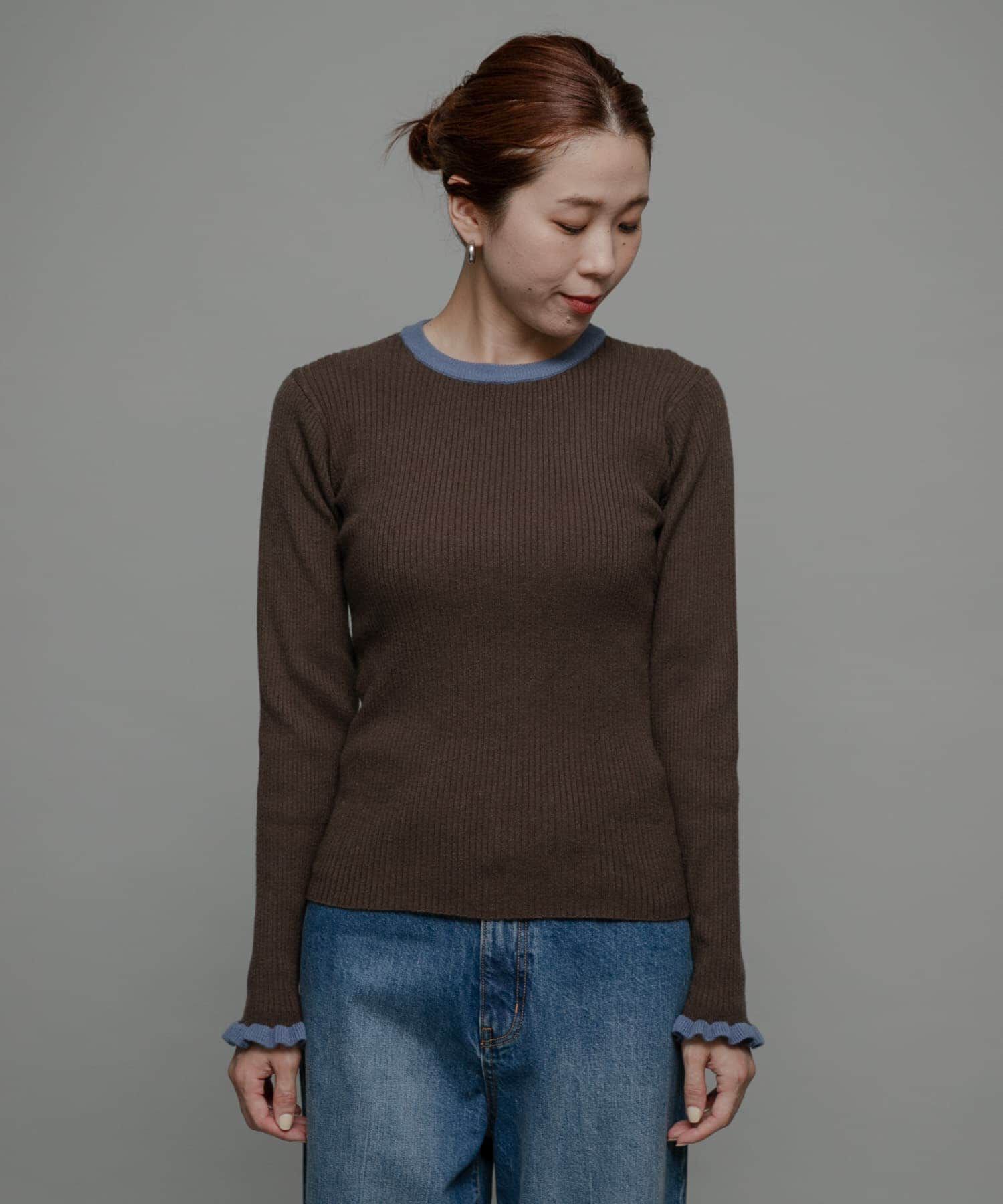 Sonny Label 「袖口フリルクルーネックプルオーバー」|ニット・セーター|