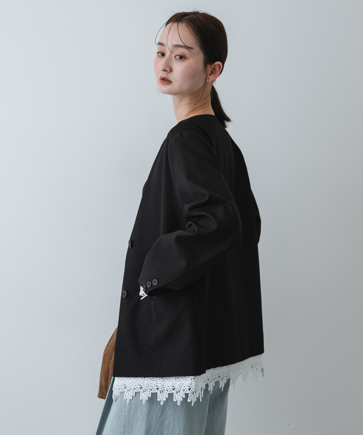 SENSE OF PLACE by URBAN RESEARCH「レースレイヤードノーカラージャケット」|ノーカラージャケット|