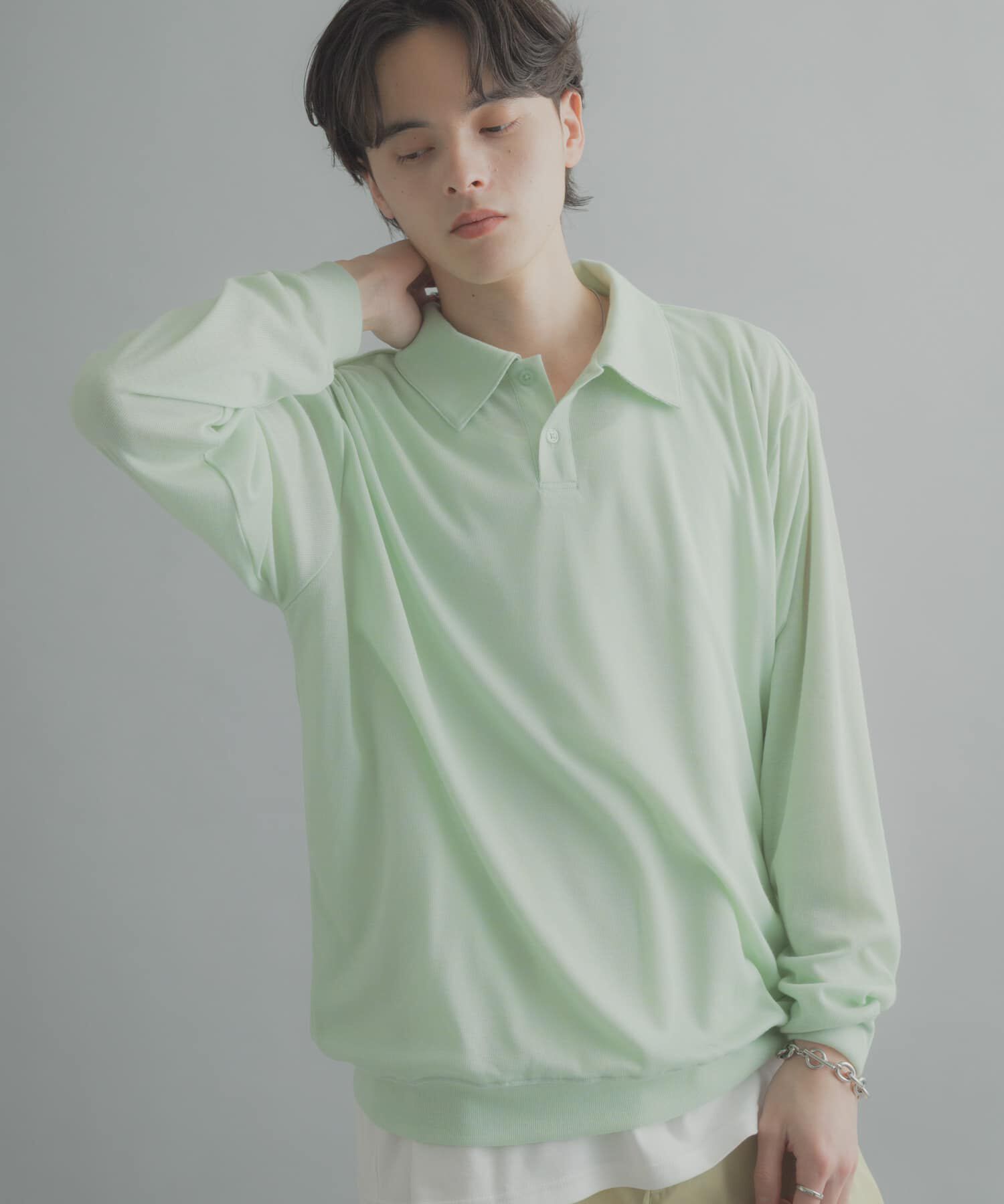 SENSE OF PLACE by URBAN RESEARCH「シアーロングスリーブポロシャツ」|ポロシャツ|ミント