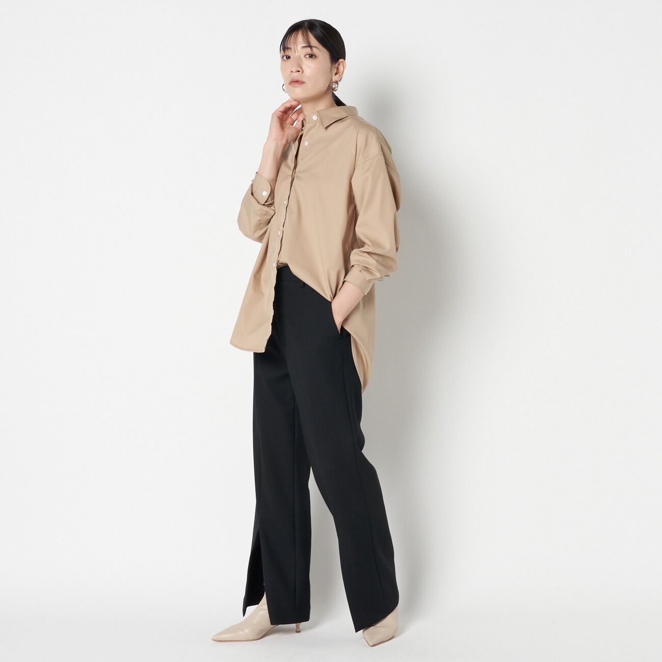 HELIOPOLE「HELIOPOLE WOOL FLARE PANTS」|チノ|